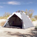 vidaXL Cort camping 3 persoane gri impermeabil setare rapidă