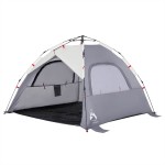 vidaXL Cort camping 3 persoane gri impermeabil setare rapidă