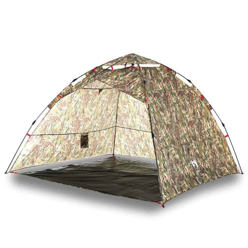 vidaXL Cort de pescuit pentru 4 persoane, camuflaj, setare rapidă