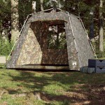vidaXL Cort de pescuit pentru 4 persoane, camuflaj, setare rapidă