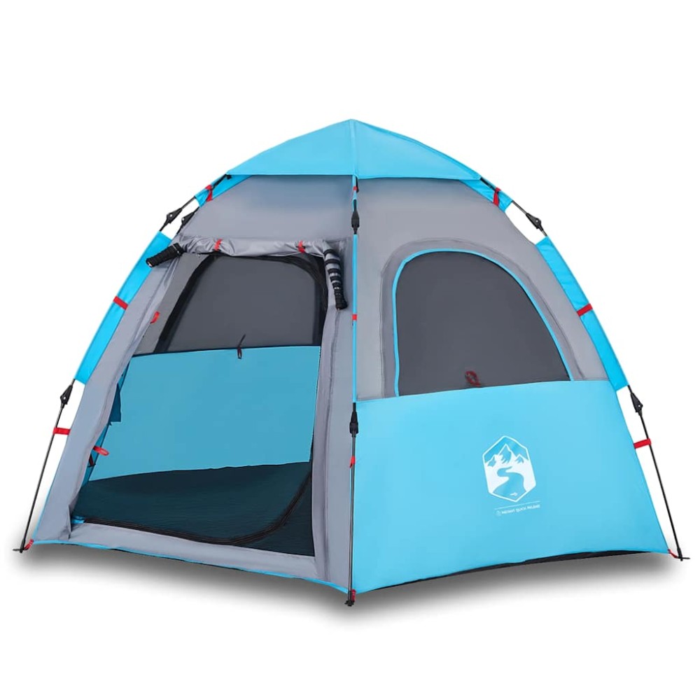 vidaXL Cort de camping cabană 4 persoane albastru cu eliberare rapidă