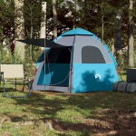 vidaXL Cort de camping cabană 4 persoane albastru cu eliberare rapidă vidaXL Cort de camping cabană 4 persoane albastru cu eliberare rapidă