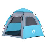 vidaXL Cort de camping cabană 4 persoane albastru cu eliberare rapidă vidaXL Cort de camping cabană 4 persoane albastru cu eliberare rapidă