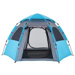 vidaXL Cort de camping cabană 4 persoane albastru cu eliberare rapidă vidaXL Cort de camping cabană 4 persoane albastru cu eliberare rapidă