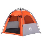 vidaXL Cort camping cabană 4 persoane gri/portocaliu setare rapidă vidaXL Cort camping cabană 4 persoane gri/portocaliu setare rapidă