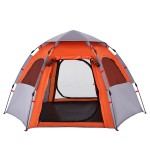 vidaXL Cort camping cabană 4 persoane gri/portocaliu setare rapidă vidaXL Cort camping cabană 4 persoane gri/portocaliu setare rapidă