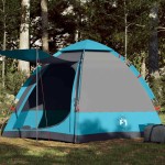 vidaXL Cort de camping cabană 4 persoane albastru cu eliberare rapidă vidaXL Cort de camping cabană 4 persoane albastru cu eliberare rapidă