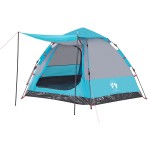 vidaXL Cort de camping cabană 4 persoane albastru cu eliberare rapidă vidaXL Cort de camping cabană 4 persoane albastru cu eliberare rapidă