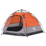 vidaXL Cort camping cabană 4 persoane gri/portocaliu setare rapidă vidaXL Cort camping cabană 4 persoane gri/portocaliu setare rapidă