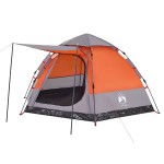 vidaXL Cort camping cabană 4 persoane gri/portocaliu setare rapidă vidaXL Cort camping cabană 4 persoane gri/portocaliu setare rapidă