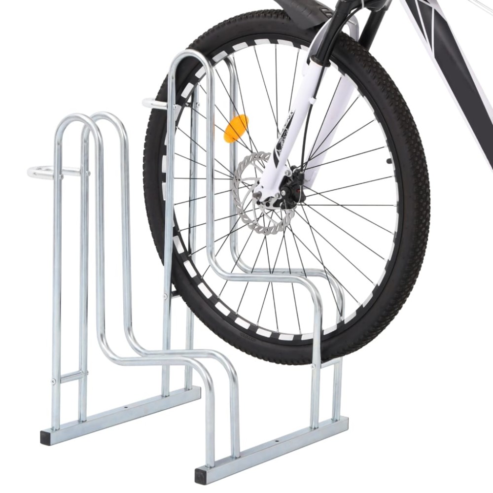 vidaXL Suport pentru 2 biciclete de sine stătător, oțel galvanizat