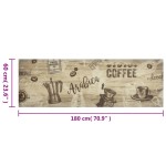 vidaXL Covor de bucătărie lavabil Coffee, maro, 60x180 cm, catifea vidaXL Covor de bucătărie lavabil Coffee, maro, 60x180 cm, catifea