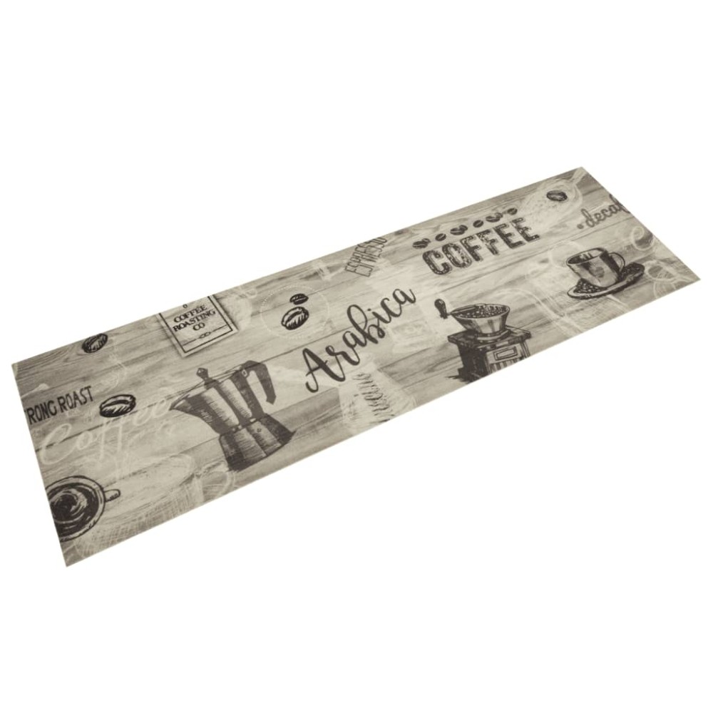 vidaXL Covor de bucătărie lavabil Coffee, gri, 45x150 cm, catifea