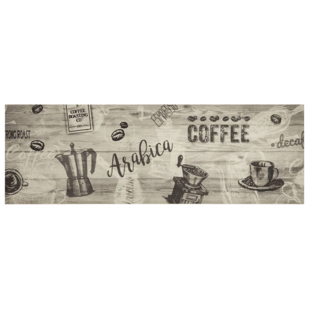vidaXL Covor de bucătărie lavabil Coffee, gri, 60x180 cm, catifea