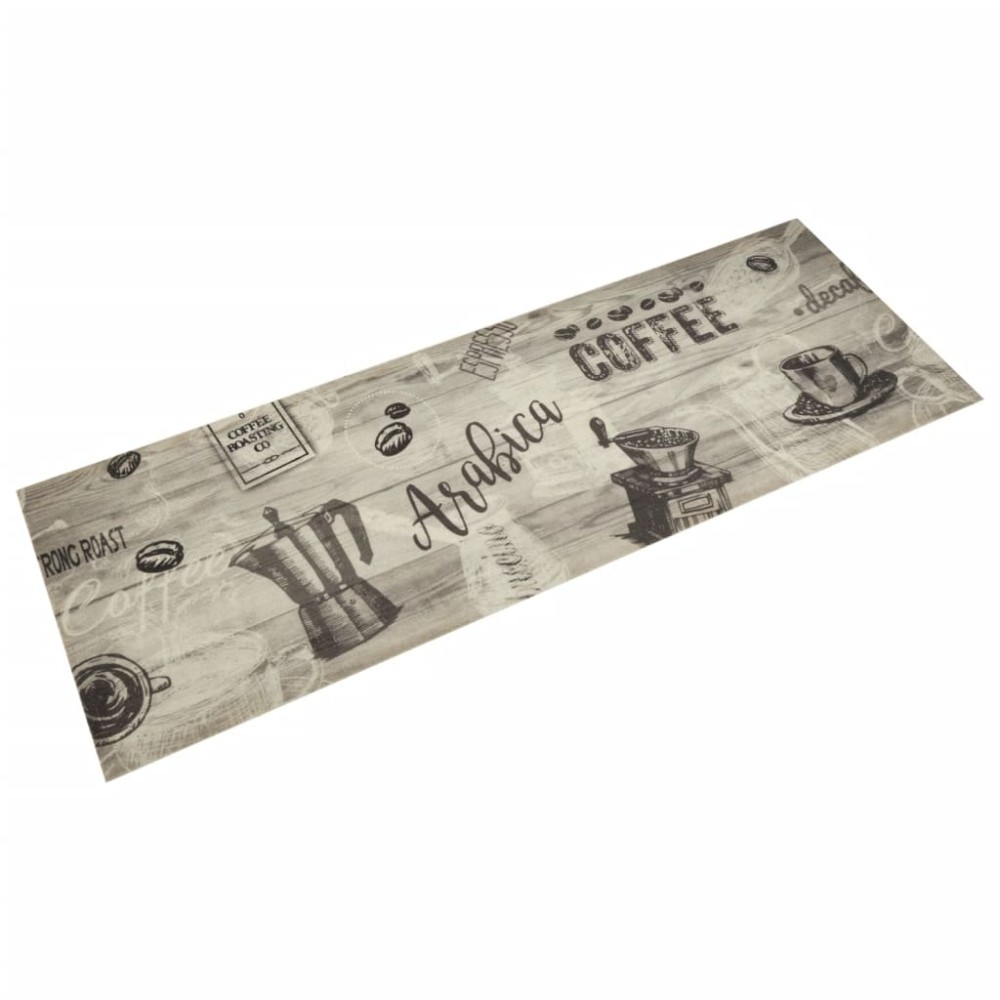 vidaXL Covor de bucătărie lavabil Coffee, gri, 60x180 cm, catifea