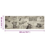 vidaXL Covor de bucătărie lavabil Coffee, gri, 60x180 cm, catifea vidaXL Covor de bucătărie lavabil Coffee, gri, 60x180 cm, catifea