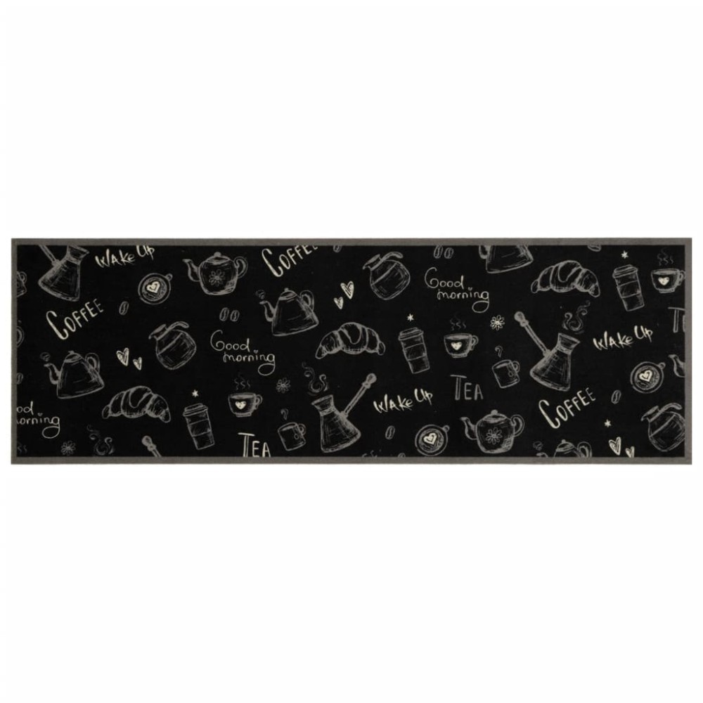 vidaXL Covor de bucătărie lavabil Morning, negru, 60x180 cm, catifea