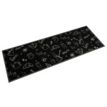 vidaXL Covor de bucătărie lavabil Morning, negru, 60x180 cm, catifea vidaXL Covor de bucătărie lavabil Morning, negru, 60x180 cm, catifea
