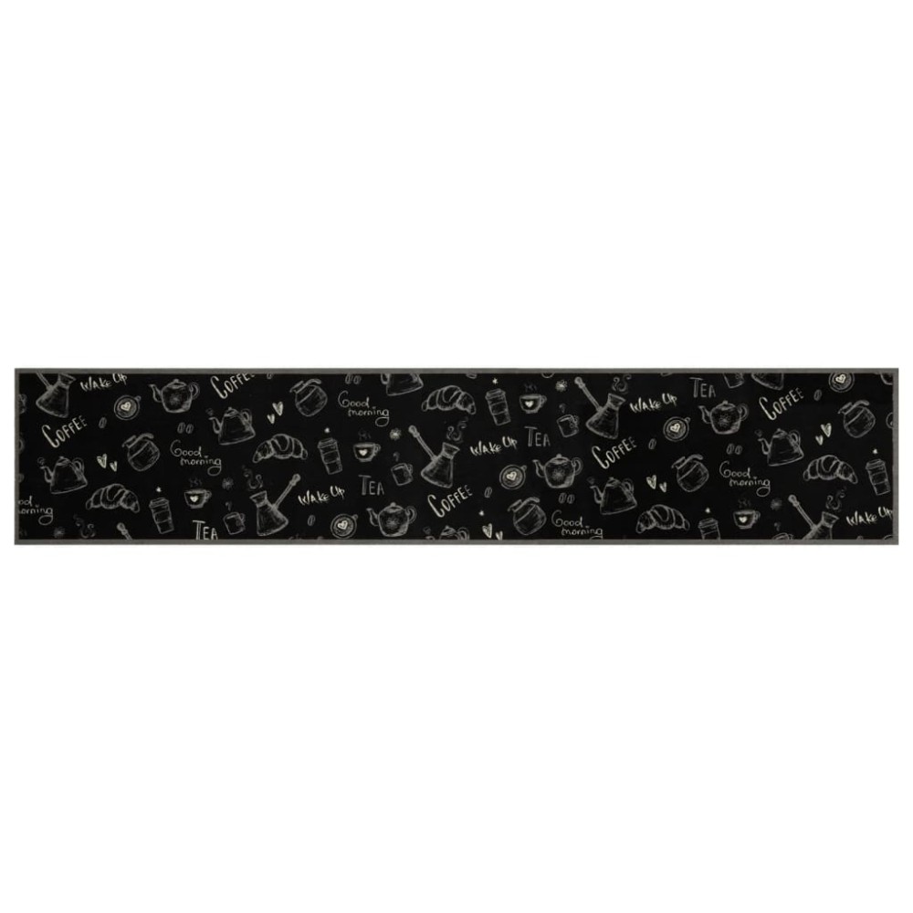 vidaXL Covor de bucătărie lavabil Morning, negru, 60x300 cm, catifea