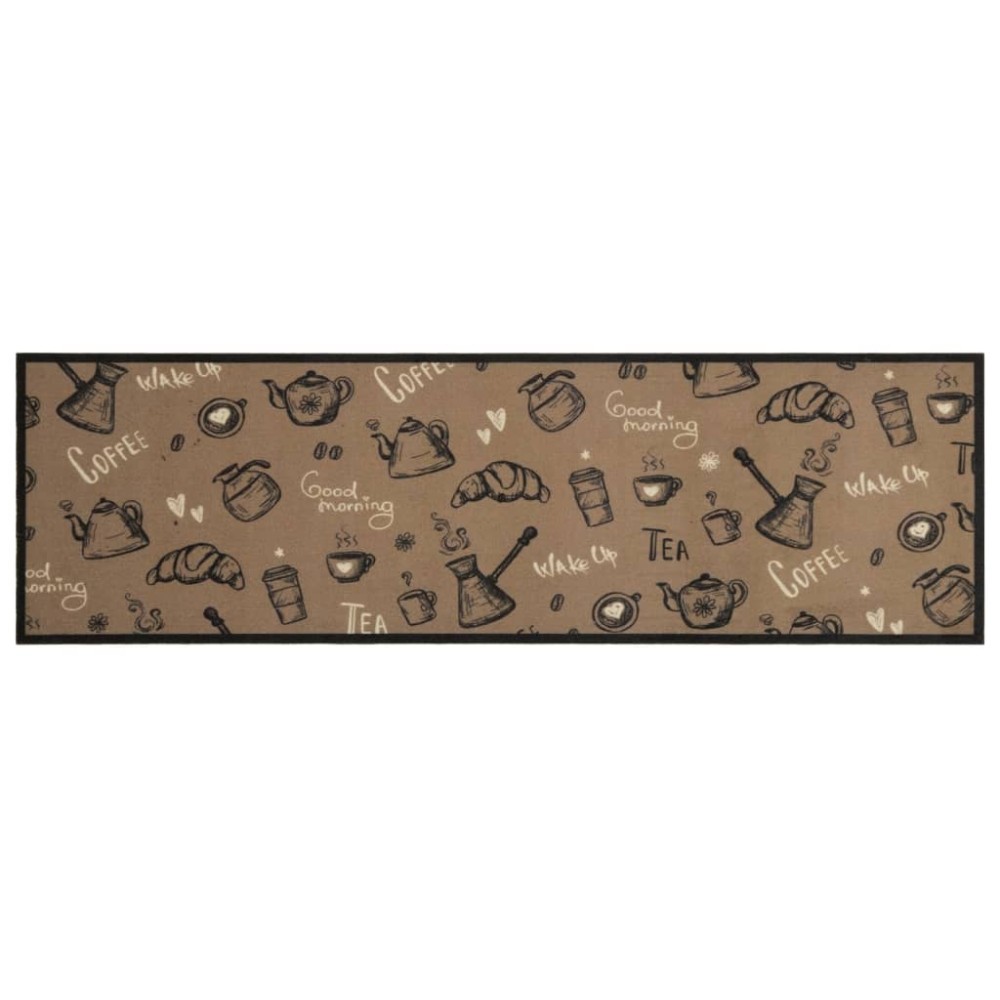 vidaXL Covor de bucătărie lavabil Morning, maro, 45x150 cm, catifea