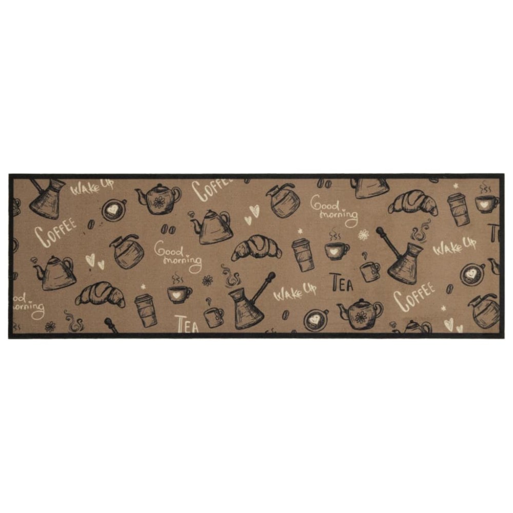 vidaXL Covor de bucătărie lavabil Morning, maro, 60x180 cm, catifea