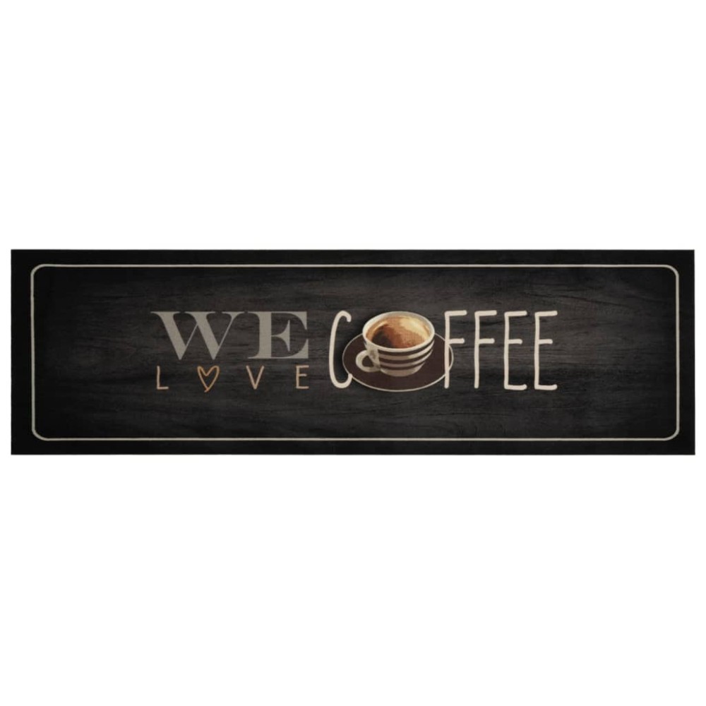 vidaXL Covor de bucătărie lavabil, text Coffee, 45x150 cm, catifea