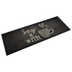 vidaXL Covor de bucătărie lavabil, cană, negru, 60x180 cm, catifea vidaXL Covor de bucătărie lavabil, cană, negru, 60x180 cm, catifea