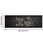 vidaXL Covor de bucătărie lavabil, cană, negru, 60x180 cm, catifea vidaXL Covor de bucătărie lavabil, cană, negru, 60x180 cm, catifea