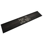 vidaXL Covor de bucătărie lavabil, cană, negru, 60x300 cm, catifea vidaXL Covor de bucătărie lavabil, cană, negru, 60x300 cm, catifea