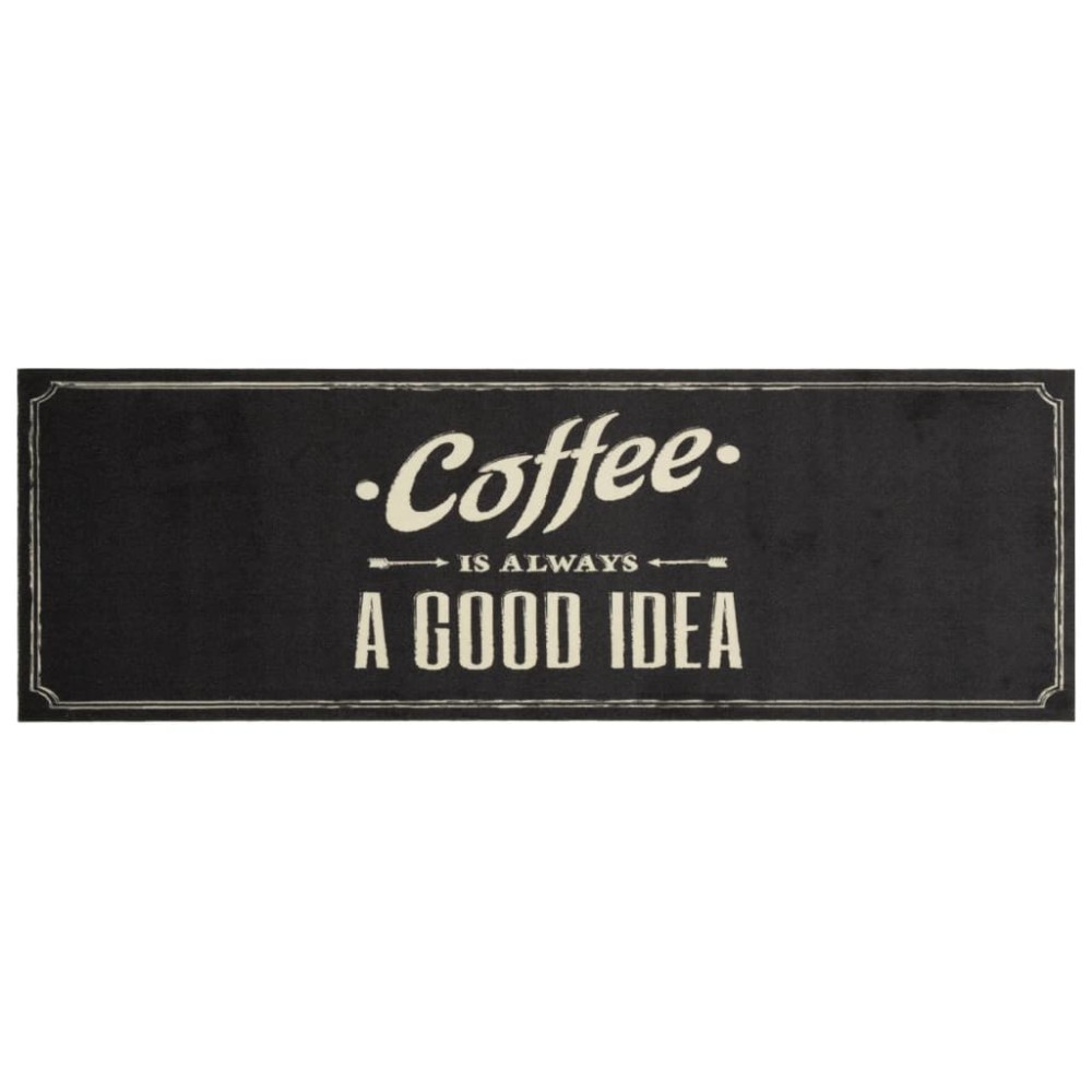 vidaXL Covor de bucătărie lavabil, text Coffee, 60x180 cm, catifea