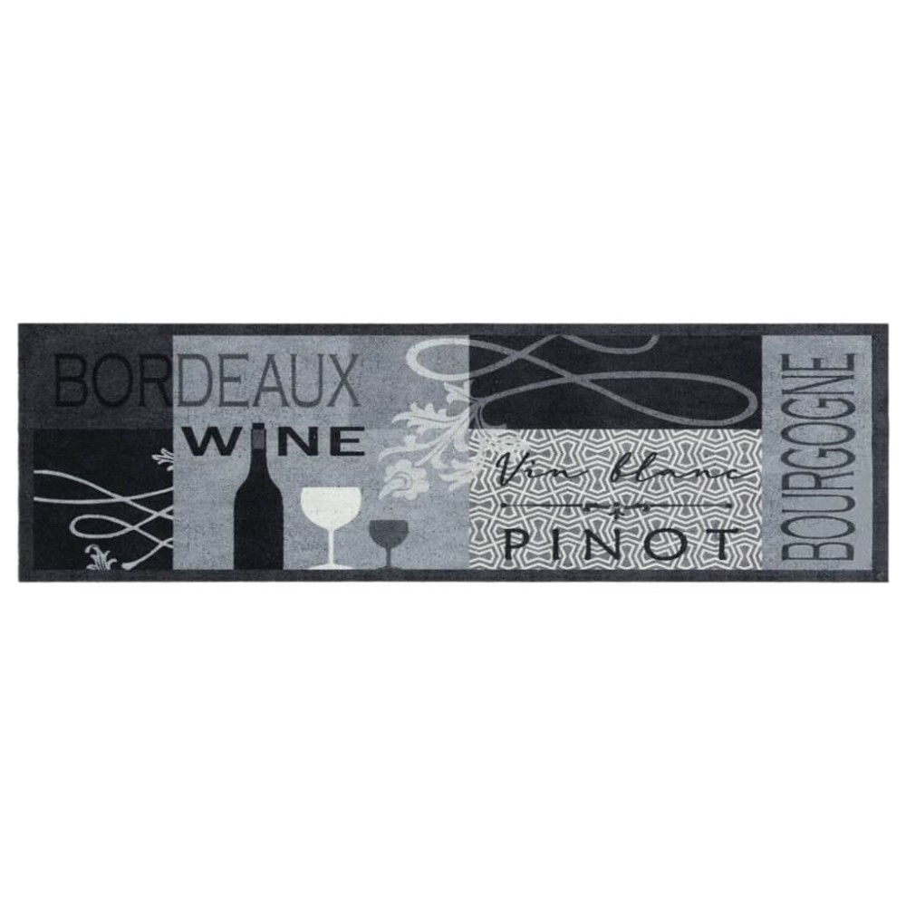 vidaXL Covor de bucătărie lavabil Wine, gri, 45x150 cm, catifea