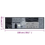 vidaXL Covor de bucătărie lavabil Wine, gri, 45x150 cm, catifea vidaXL Covor de bucătărie lavabil Wine, gri, 45x150 cm, catifea