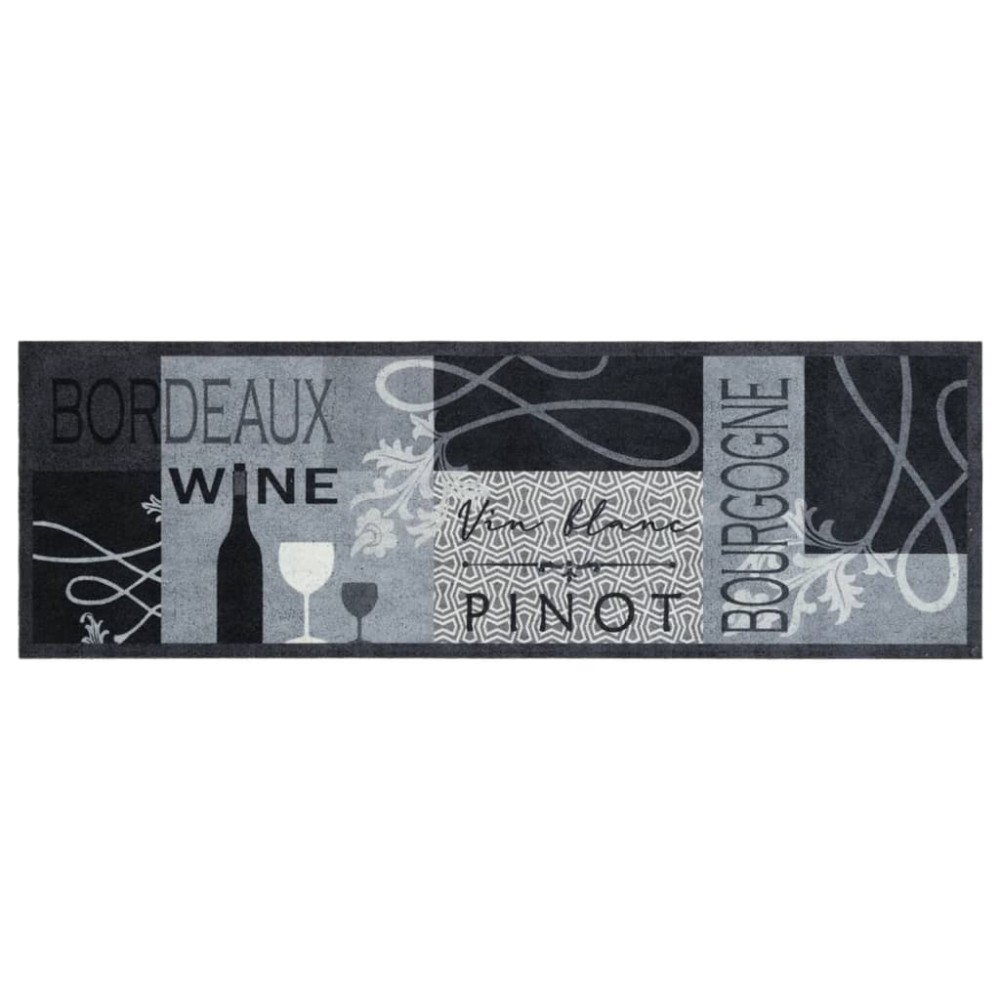 vidaXL Covor de bucătărie lavabil Wine, gri, 60x180 cm, catifea