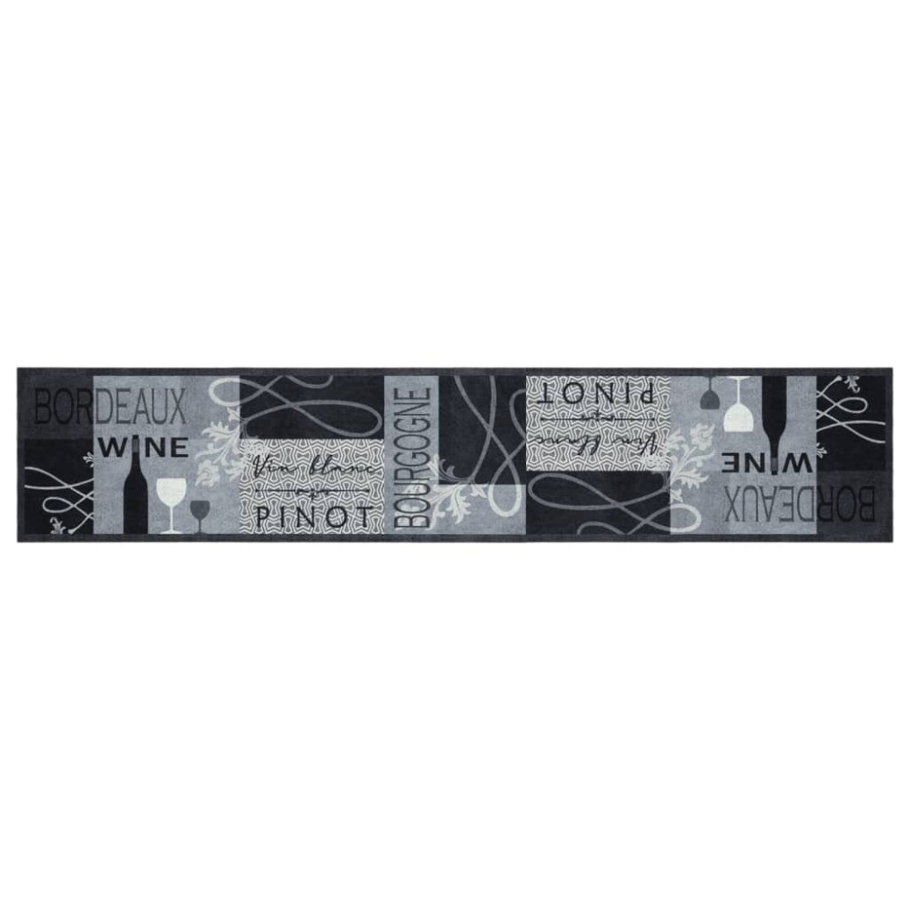 vidaXL Covor de bucătărie lavabil Wine, gri, 60x300 cm, catifea