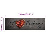 vidaXL Covor de bucătărie lavabil, text Cooking, 45x150 cm, catifea vidaXL Covor de bucătărie lavabil, text Cooking, 45x150 cm, catifea
