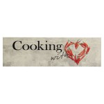 vidaXL Covor bucătărie lavabil, text Cooking/ardei, 45x150 cm, catifea vidaXL Covor bucătărie lavabil, text Cooking/ardei, 45x150 cm, catifea