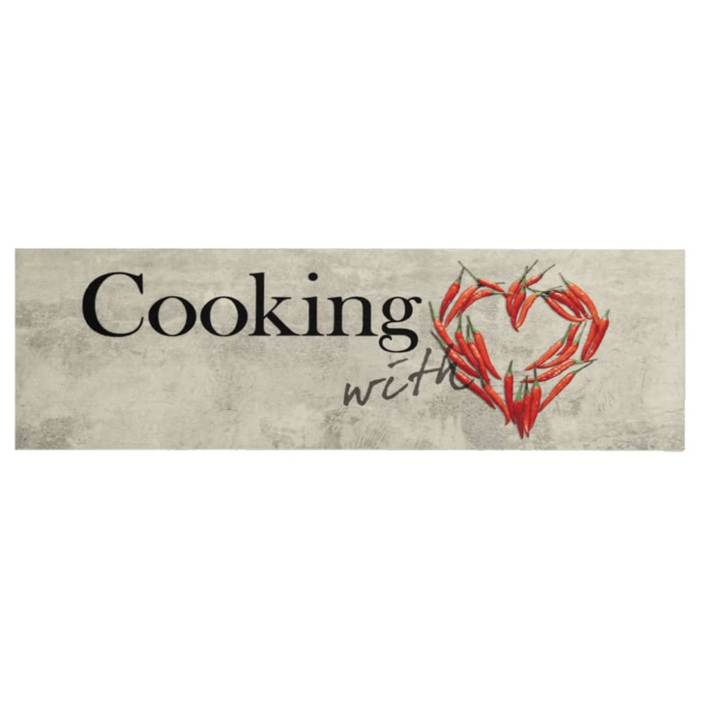 vidaXL Covor bucătărie lavabil, text Cooking/ardei, 60x180 cm, catifea