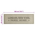 vidaXL Covor de bucătărie lavabil, capitale/home, 60x180 cm, catifea
