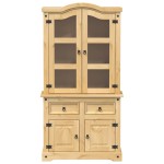 vidaXL Vitrină din sticlă „Corona” 100x48,5x179 cm, lemn masiv de pin