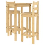 vidaXL Set mobilier de bar, 3 piese, lemn masiv de pin vidaXL Set mobilier de bar, 3 piese, lemn masiv de pin