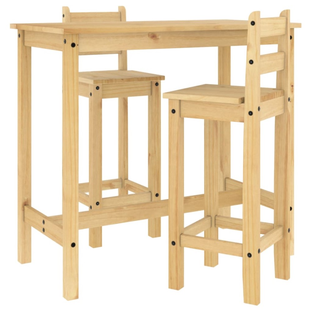 vidaXL Set mobilier de bar, 3 piese, lemn masiv de pin