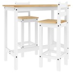vidaXL Set mobilier de bar, 3 piese, alb, lemn masiv de pin vidaXL Set mobilier de bar, 3 piese, alb, lemn masiv de pin