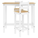 vidaXL Set mobilier de bar, 3 piese, alb, lemn masiv de pin vidaXL Set mobilier de bar, 3 piese, alb, lemn masiv de pin