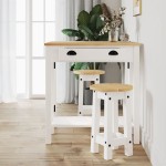 vidaXL Scaune de bar, 2 buc., alb, lemn masiv de pin vidaXL Scaune de bar, 2 buc., alb, lemn masiv de pin