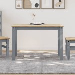 vidaXL Masă de sufragerie „Panama”, gri, 117x60x75 cm, lemn masiv pin