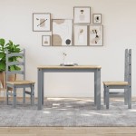 vidaXL Masă de sufragerie „Panama”, gri, 117x60x75 cm, lemn masiv pin