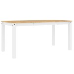 vidaXL Masă de sufragerie „Panama”, alb, 160x80x75 cm, lemn masiv pin