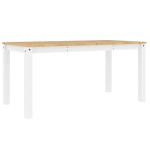 vidaXL Masă de sufragerie „Panama”, alb, 160x80x75 cm, lemn masiv pin