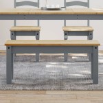 vidaXL Banchetă de bucătărie Panama, gri, 105x30x45 cm, lemn masiv pin vidaXL Banchetă de bucătărie Panama, gri, 105x30x45 cm, lemn masiv pin