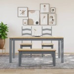 vidaXL Banchetă de bucătărie Panama, gri, 105x30x45 cm, lemn masiv pin vidaXL Banchetă de bucătărie Panama, gri, 105x30x45 cm, lemn masiv pin